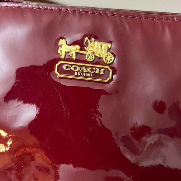 Coach Burgundy Patent Leather Tote - Picture 8 of 14
